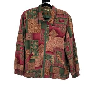 Vintage Alfred Dunner Quilt Patchwork Zippered Lined Jacket Women's Size 14